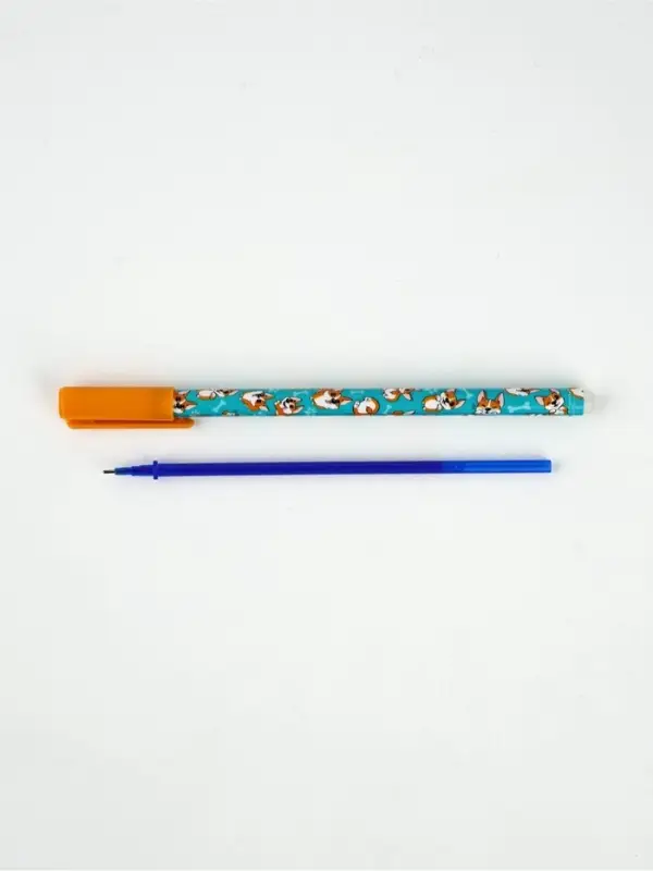 Ручка пластик пиши-стирай с колпачком &laquo;Корги&raquo;, синяя паста, гелевая 0.5 мм