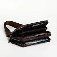 Сумка мужская на плечо TEXTURA, портмоне-клатч, на молнии, коричневая