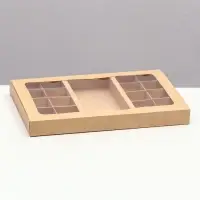 Коробка для 8 + 8 конфет + шоколад, с окном, крафт 30&times;19.5&times;3 см