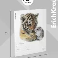 Тетрадь 12 листов в клетку ErichKrause Little Cuties, 60 г/м&sup2;, обложка мелованный картон, МИКС