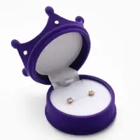 Футляр под серьги, кулон, кольцо &laquo;Корона&raquo;, бархатный, 5.5&times;5.5&times;4.5 см, фиолетовый