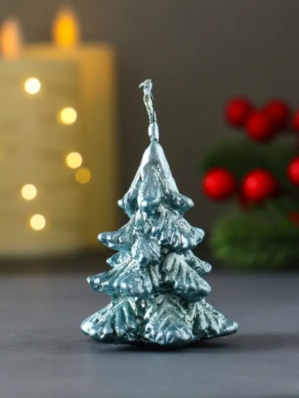 Свеча "Ёлочка " 70х50 мм, лак, голубая