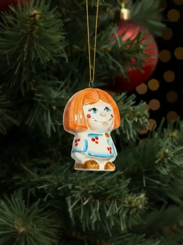 Ёлочная игрушка фарфор &laquo;Домовенок Петя&raquo;, крепление петля, 9 см