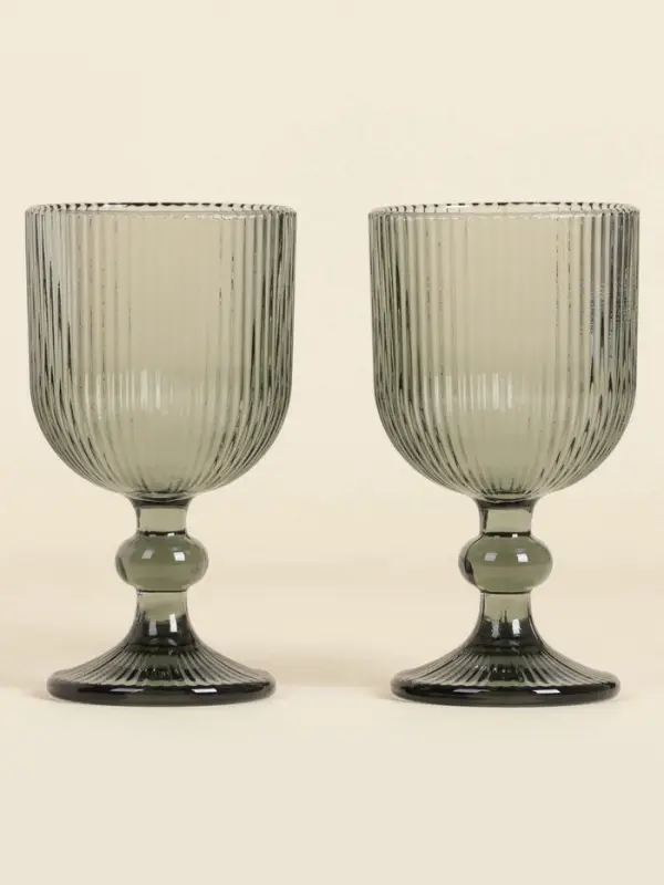 Бокалы для вина SL Home &laquo;Модерн&raquo;, 250 мл, 8&times;14.5 см, набор 2 шт., стекло, графитовые