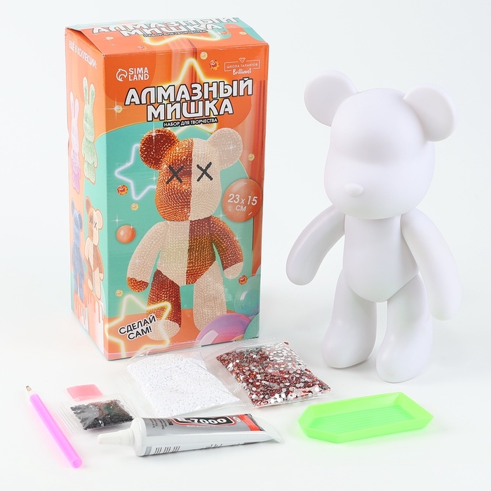 Алмазная мозаика на фигурке с полным заполнением «Медведь», бежевый коричневый Алмазная мозаика на фигурке с полным заполнением «Медведь», бежевый коричневый