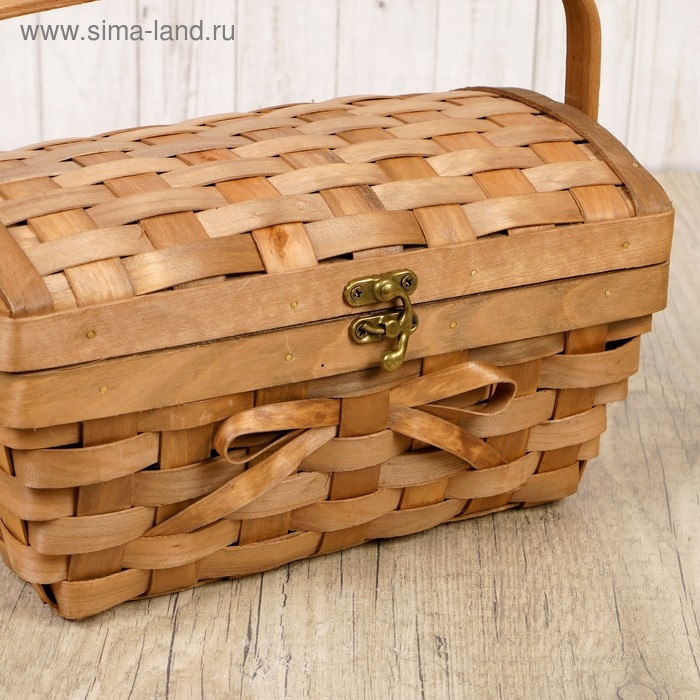 Сундук «Бантик», с ручкой, тонированный натуральный, 27×16×14,5/20,5 см, шпон Сундук «Бантик», с ручкой, тонированный натуральный, 27×16×14,5/20,5 см, шпон