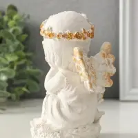 Фигурка гипс &laquo;Ангел в цветах&raquo;, 13&times;8 см, белая
