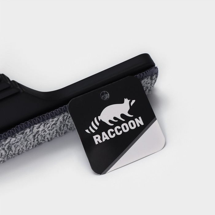 Окномойка с насадкой из микрофибры Raccoon, гибкая, стальная телескопическая ручка, 28×2,5×80(117) см, цвет чёрный Окномойка с насадкой из микрофибры Raccoon, гибкая, стальная телескопическая ручка, 28×2,5×80(117) см, цвет чёрный