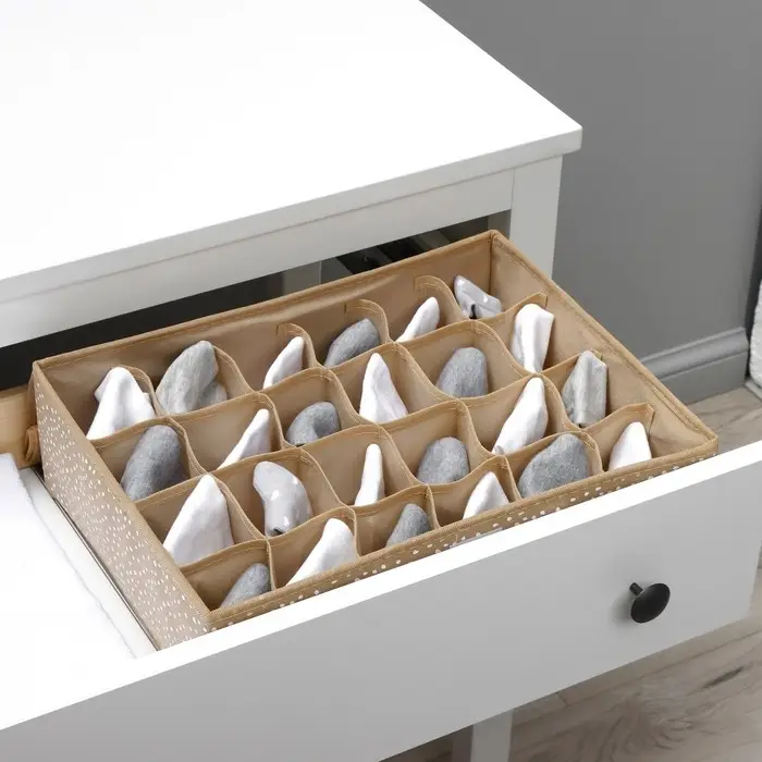 Органайзер для хранения белья Доляна Points, 24 ячейки, с прозрачной крышкой, 38&times;30&times;12 см, бежевый