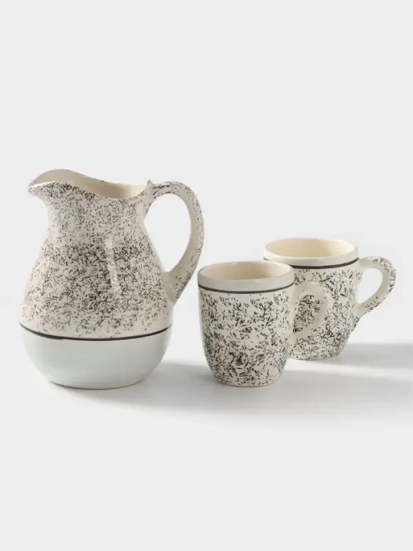 Набор посуды Керамика ручной работы &laquo;Персия&raquo;, 3 предмета: кувшин 1.5 л, кружки 350 мл, бежевый