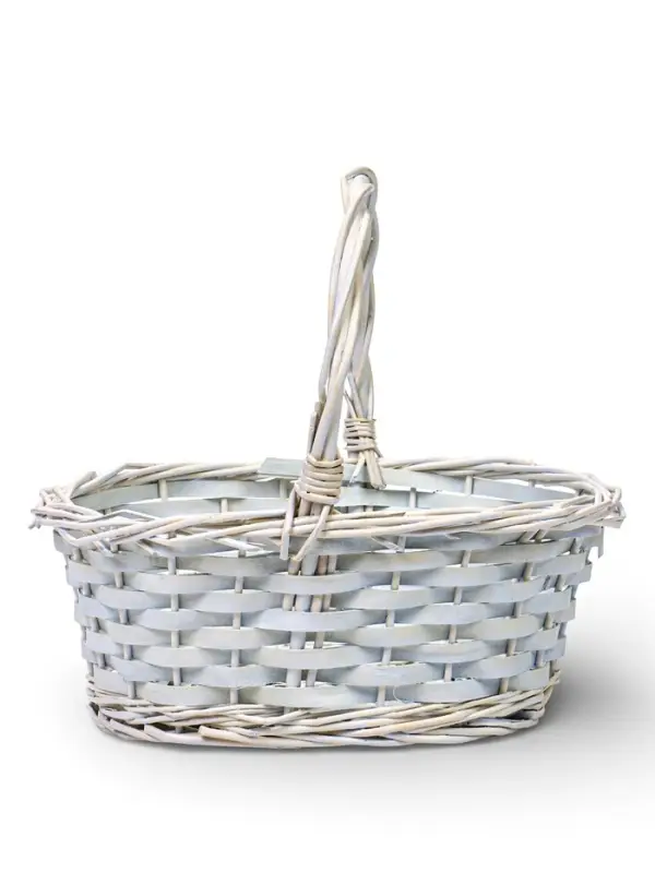Корзина плетеная ива 28 х 20 х 11 см ручка 14 см, белый