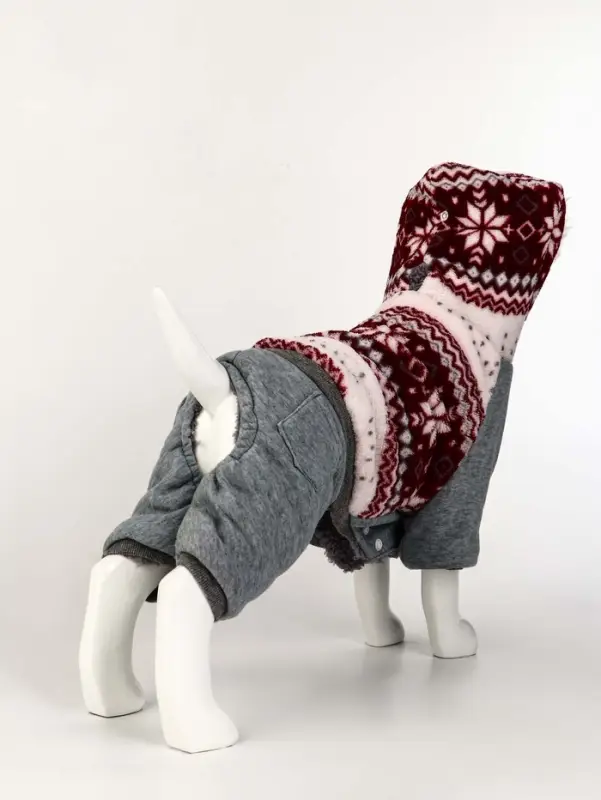 Комбинезон Комбинезон "Лапландия", с подкладом, размер L (ДС 35, ОГ 45, ОШ 35 см), серый/бордо