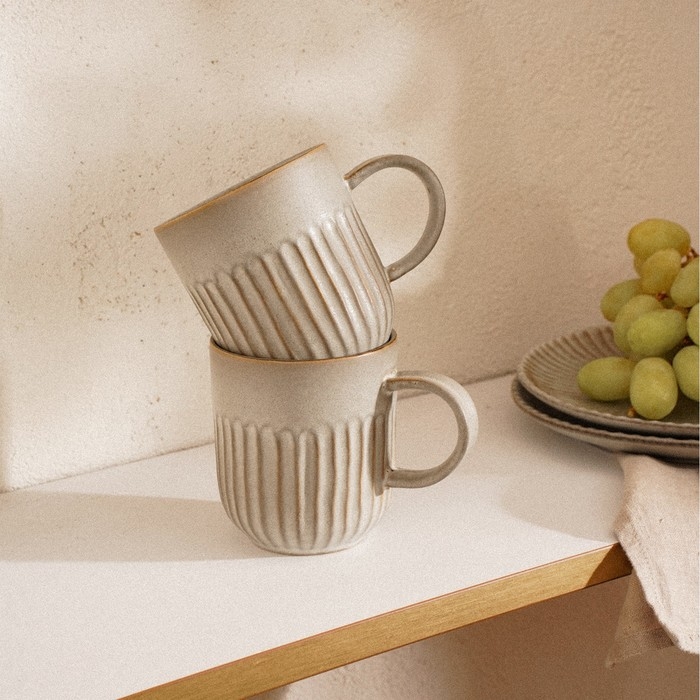 Набор кружек фарфоровых SL Home «Монти», 400 мл, цвет коричневый Набор кружек фарфоровых SL Home «Монти», 400 мл, цвет коричневый