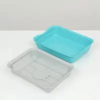 Туалет для кошек, 34.5&times;25.5&times;7.5 с, с сеткой, пластик, серый, бирюзовый