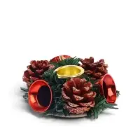 Свеча новогодняя с подсвечником &laquo;Красные колокольчики&raquo;, набор 4 шт., 4&times;13.5&times;17 см, красная