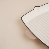 Сковорода - гриль SL Home, d=25.5 см, h=4.5 см, со сливом, эмалированное покрытие, индукция, чугун, бежевая