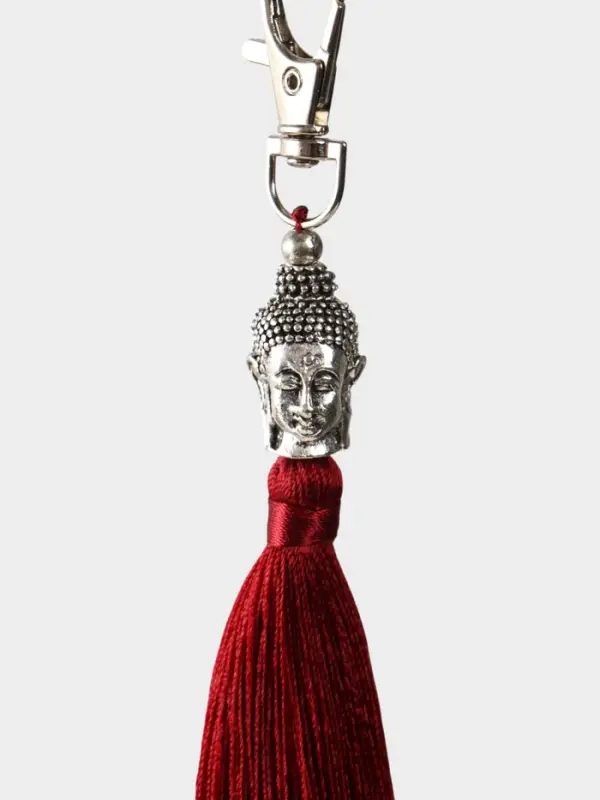 Брелок-кисточка Брелок-кисточка "Будда" 17 см, цв. бордовый, серебристый