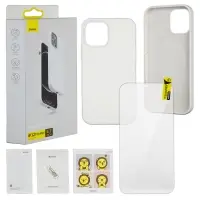 Чехол IPH 12 Pro Max Baseus Magnetic Case White + Glass Clear 0.3mm