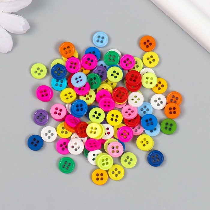 Набор пуговиц пластик Набор пуговиц пластик "Цветная пуговка" МИКС н-р 100 шт 11,2х1,5х7 см