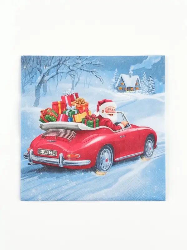 Салфетки новогодние бумажные Home Collection &laquo;Дед Мороз в пути&raquo;, 3 слоя, 33&times;33 см, 20 шт.