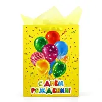 Пакет ламинированный двухсторонний &laquo;С Праздником&raquo;, с тишью и открыткой, L, 40&times;31&times;11.5