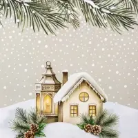 Пакет подарочный новогодний ламинированный, &laquo;Новогодний домик&raquo; , 26&times;12&times;32 см