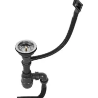 Сифон для мойки ZEIN, 3 1/2&rsquo;&rsquo;*40мм, прямоугольный перелив, с гофротрубой 40/50мм, серый