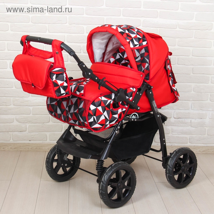 Коляска-трансформер «Гном», пластиковые колёса, оттенки красного, рисунок МИКС Коляска-трансформер «Гном», пластиковые колёса, оттенки красного, рисунок МИКС