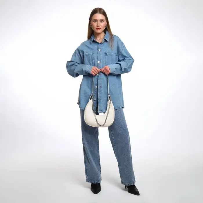 Сумка женская багет TEXTURA на молнии, 28&times;7&times;26 см, молочная