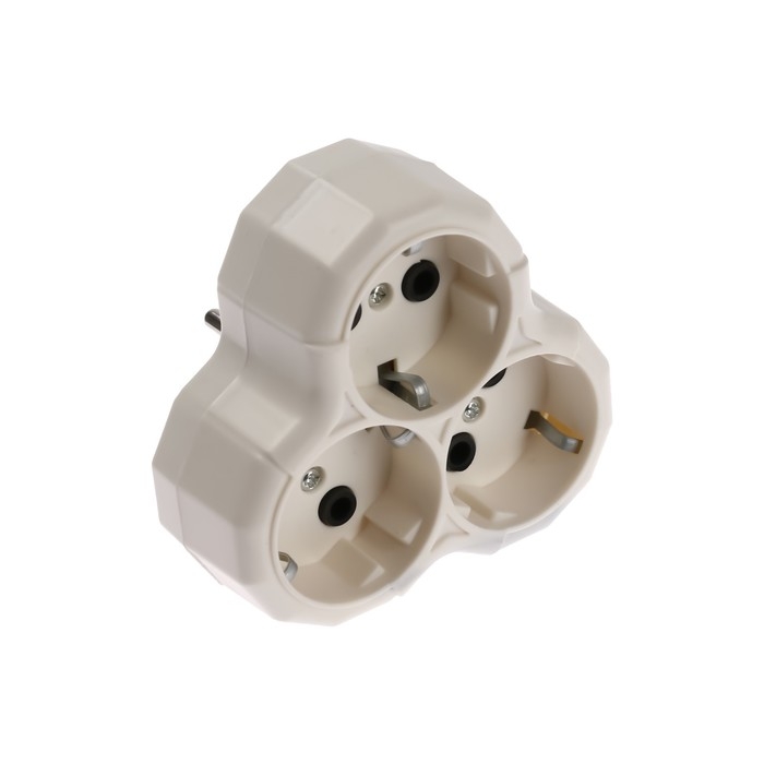 Разветвитель, 3 розетки, 16А, с з/к, белый Разветвитель, 3 розетки, 16А, с з/к, белый