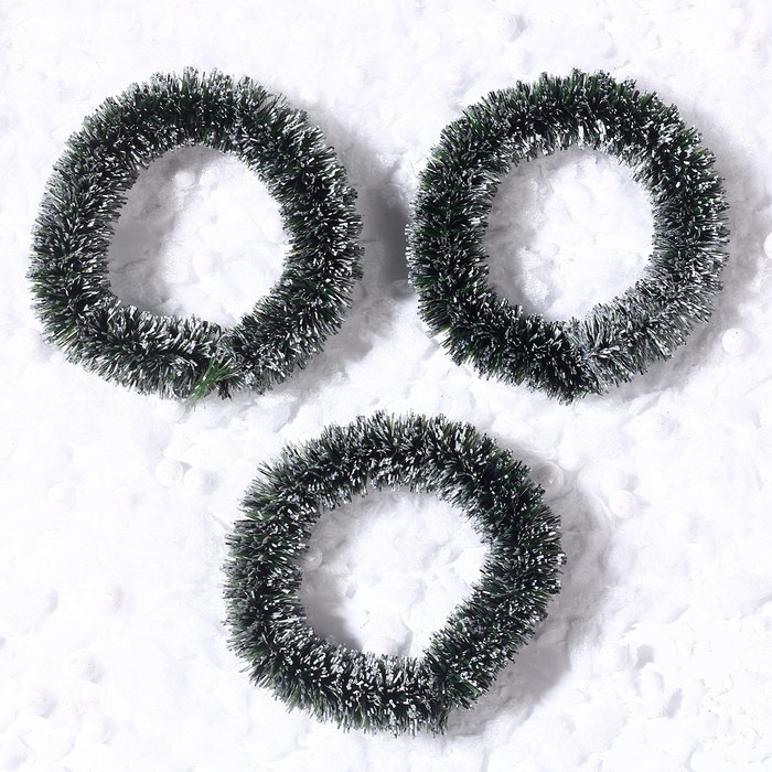 Декор «Новогодний венок», набор 3 шт., размер 1 шт. — 6,5 см, цвет тёмно-зелёный Декор «Новогодний венок», набор 3 шт., размер 1 шт. — 6,5 см, цвет тёмно-зелёный