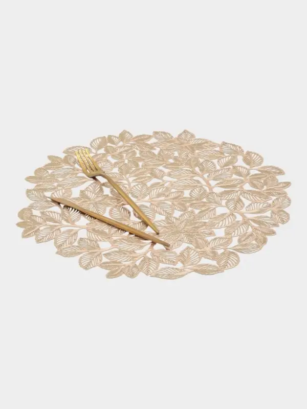 Набор салфеток сервировочных на стол Доляна &laquo;Листья&raquo;, 38&times;38 см, 4 шт., ПВХ, золотистый