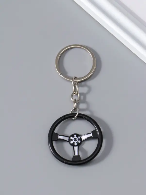 Брелок для ключей Cartage "Руль" черный с белым 4х4х0,3 см
