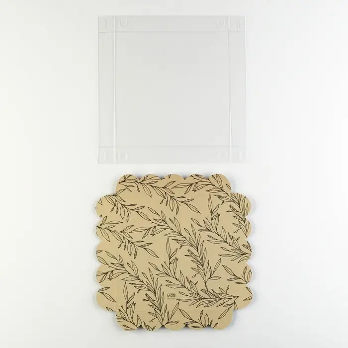 Коробка для печенья, кондитерская упаковка с PVC крышкой, «Крафт», 18 х 18 х 3 см Коробка для печенья, кондитерская упаковка с PVC крышкой, «Крафт», 18 х 18 х 3 см