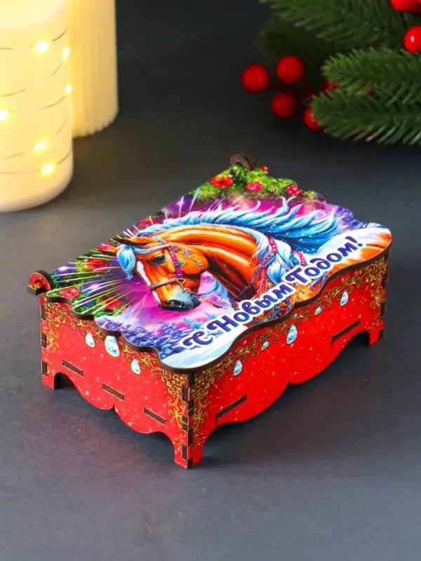 Шкатулка новогодняя "С Новым Годом" 14х9,3х6 см