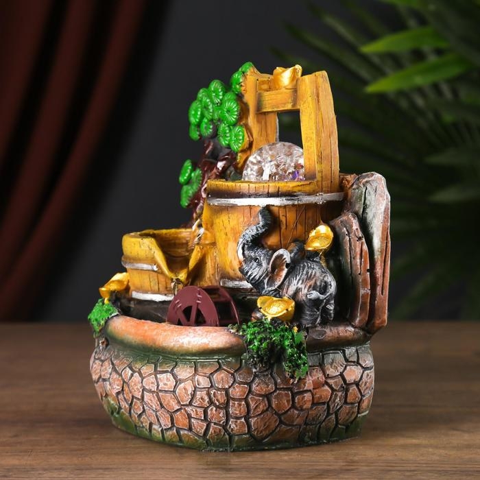 Фонтан настольный полистоун от сети "Водяная мельница" 21х18х15 см