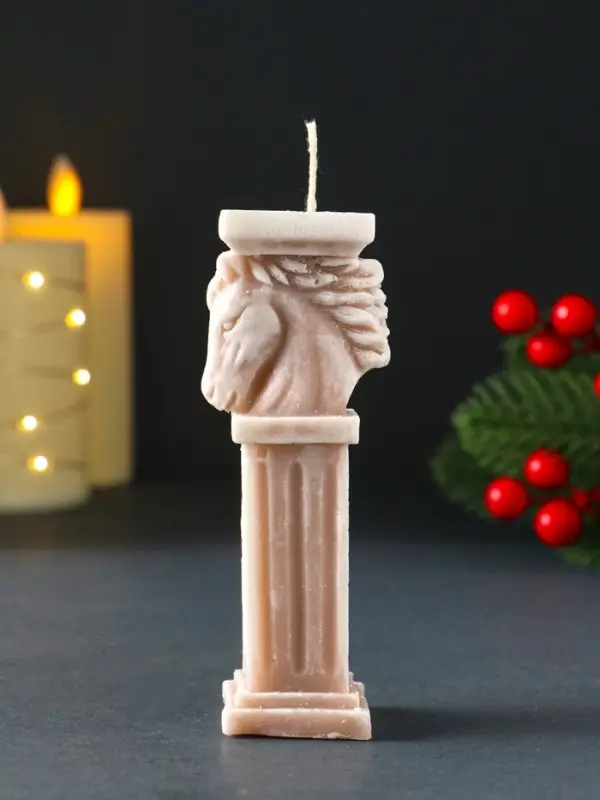 Свеча новогодняя Свеча новогодняя "Пегас" 45х120 мм, бежевый