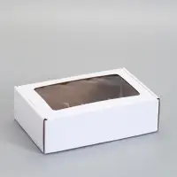 Коробка самосборная, белая с окном, для подарков, хранения и отправки посылок, 26&times;17&times;8 см