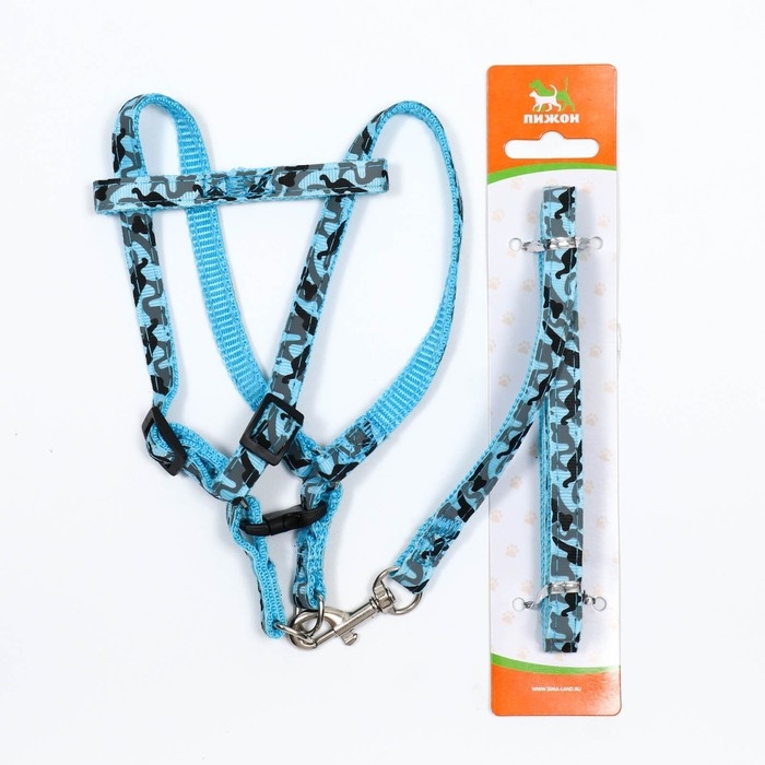 Комплект прошитый  Комплект прошитый "Милитари", ширина 1 см, поводок 120 см, шлейка 23-35 см, синий
