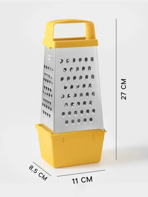 Тёрка с контейнером КВАРЦ &laquo;Комфорт&raquo;, 4 грани, 450 мл, 11&times;8.5&times;27 см, металл, МИКС