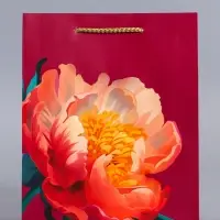 Пакет подарочный ламинированный &laquo;Пион&raquo;, бордовый, 18&times;22.3&times;10 см