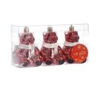 Ёлочные игрушки 3 шт. &laquo;Зимнее волшебство. Мишка колор&raquo; пластик, 9&times;5 см, красный