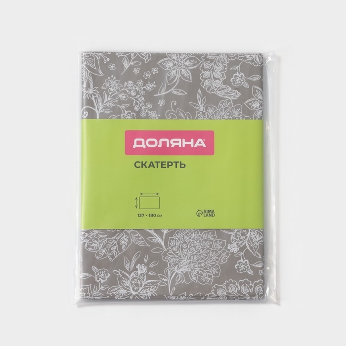 Скатерть на стол «Цветение» Доляна 137×180 см, серая