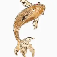 Брошь &laquo;Рыба&raquo; карп, цвет красно-бордово-белый в золоте