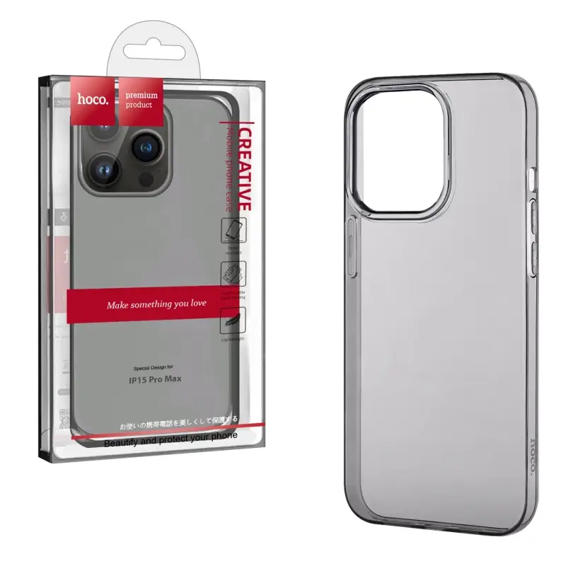Чехол IPH 15 Pro Max Light Series TPU black HOCO Чехол IPH 15 Pro Max Light Series TPU black HOCO