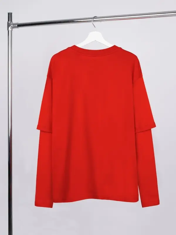 Футболка оверсайз с двойным рукавом Kosmos, красная, размер XS/S Футболка оверсайз с двойным рукавом Kosmos, красная, размер XS/S