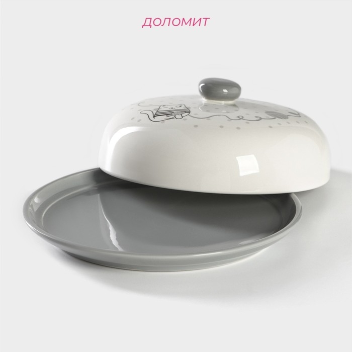 Блинница Доляна «Уютные коты», d=23 см, цвет белый Блинница Доляна «Уютные коты», d=23 см, цвет белый