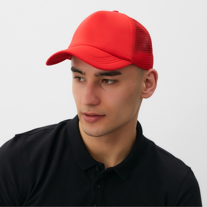 Бейсболка с сеткой MINAKU, цвет красный, размер 56-58