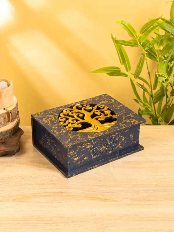 Шкатулка "Древо" 24х18х9 см, МДФ, цв. синий