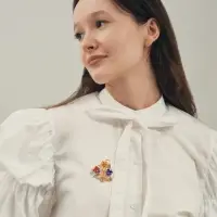Брошь &laquo;Цветочная корзинка&raquo; анютины глазки, цветная в золоте